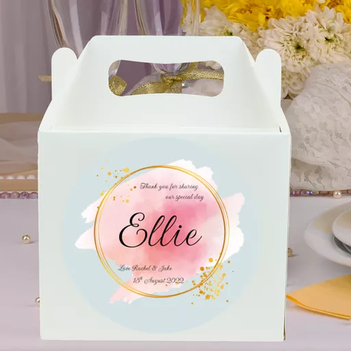 Children's Wedding Activity Box with Pink Watercolour Design