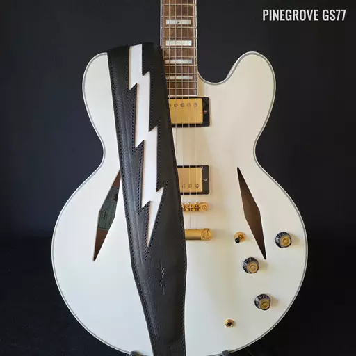 GS77 black white lightning guitar strap Pinegrove 101441p.jpg