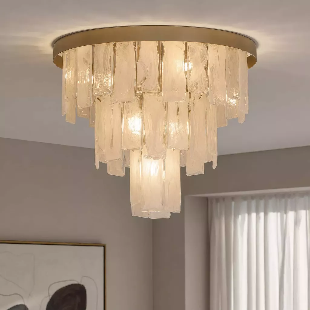 Image of  Formalux 6Lt Flush in Soft Gold with Milky Glass for the blog The Lighting Categories Customers Shop Together