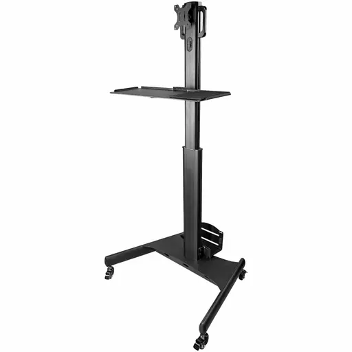 StarTech.com Mobile Workstation Cart with Monitor Mount, CPU/PC Holder, Keyboard Tray - Ergonomic Height Adjustable Desktop Computer Cart - Rolling Mobile Standing Workstation on Wheels