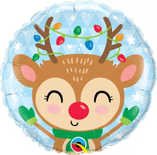 Reindeer & Coloured Lights Foil Balloon