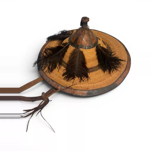 Traditional West African Fulani Feathered Straw and Leather Hat