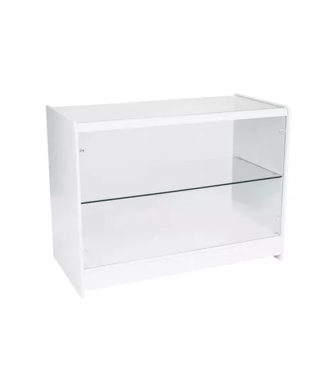White Glass Display Counter - 1200mm x 600mm x 900mm