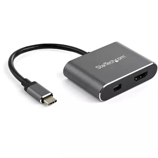 StarTech.com USB C Multiport Video Adapter - 4K 60Hz USB-C to HDMI 2.0 or Mini DisplayPort 1.2 Monitor Adapter - USB Type-C 2-in-1 Display Converter HDMI/MDP HBR2 HDR - TB3 Compatible