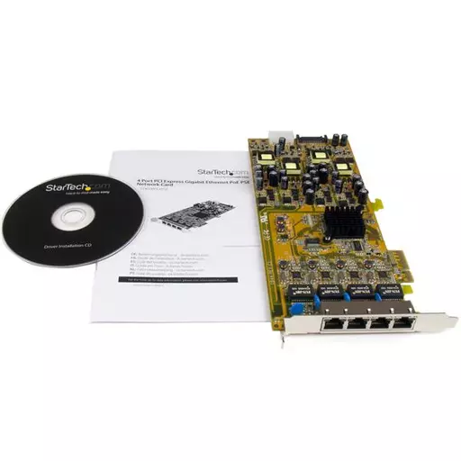 StarTech.com 4 Port Gigabit Power over Ethernet PCIe Network Card - PSE / PoE PCI Express NIC