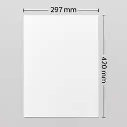 Sheet of paper showing the A3 Dimensions 420mm x 297mm