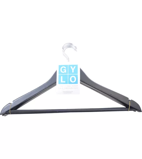 Black Wishbone Wooden Hangers with Trouser Bar 450mm - Pack of 5