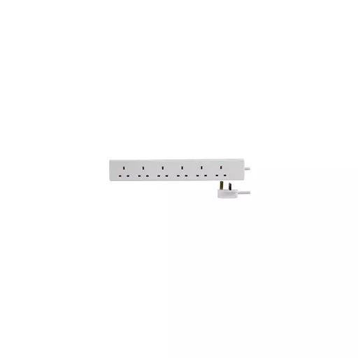 6 Gang UK Mains Extension Lead, White