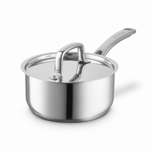 Sur La Table 16cm Saucepan, Riveted Steel Handle and Lid, Induction Compatible, Stainless Steel, SLT900221 - Image 2