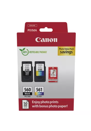 Canon 3713C008/PG-560+CL-561 Printhead cartridge multi pack black + color PVP 7,5ml + 8,3ml Pack=2 for Canon Pixma TS 5350