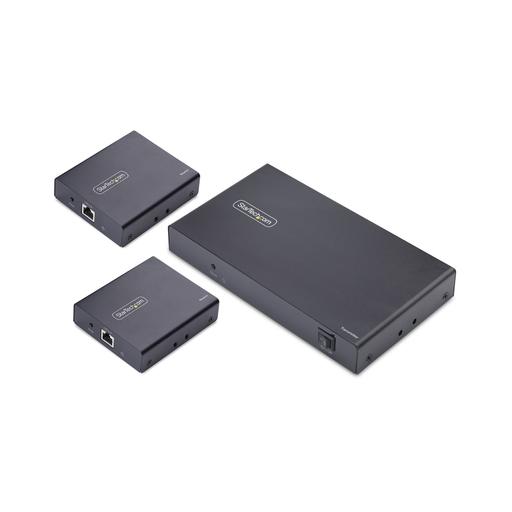 StarTech.com 4-Port HDMI Extender and Splitter Over CAT6, 4K 60Hz, Up to 230ft (70m), 1x4 HDMI over Ethernet Distribution Kit with IR and Power Over Cable