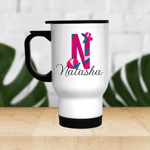 Flower Letter Travel Mug