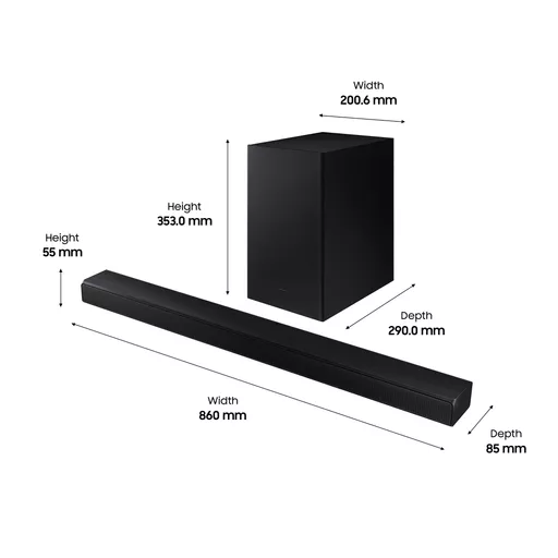 Samsung HW-A550/XU soundbar speaker Black 2.1 channels 410 W