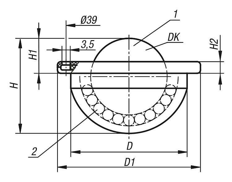 Ball Transfer Unit. 22mm Ball Diameter. Body Steel. Balls Steel.