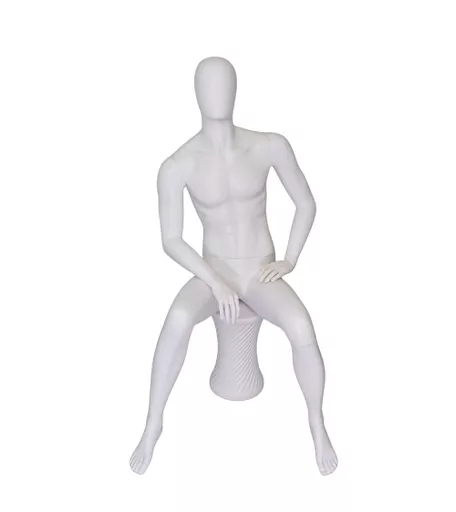 Matt White Male Faceless Mannequin - Seated