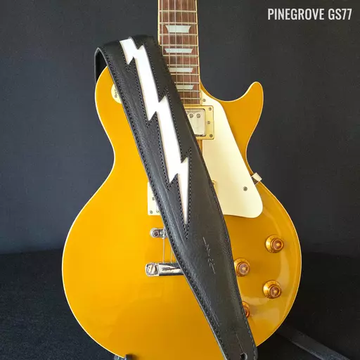 GS77 black white lightning guitar strap Pinegrove 101939p.jpg