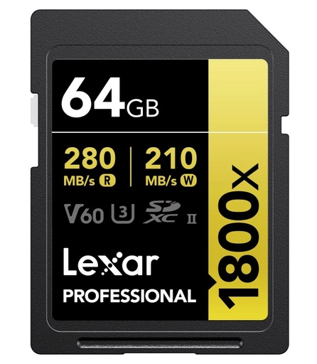 Lexar SD Pro Gold Series UHS-II 1800x 64GB V60