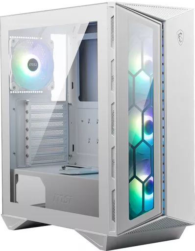 MSI MPG GUNGNIR 110R WHITE Mid Tower Gaming Computer Case 'White, 4x 120mm ARGB Fan, 1 to 6 ARGB Control board, USB Type-C, Tempered Glass, Center, ATX, mATX, mini-ITX'