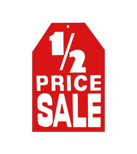 '1/2 Price Sale' Hanging Sign - 500mm x 740mm