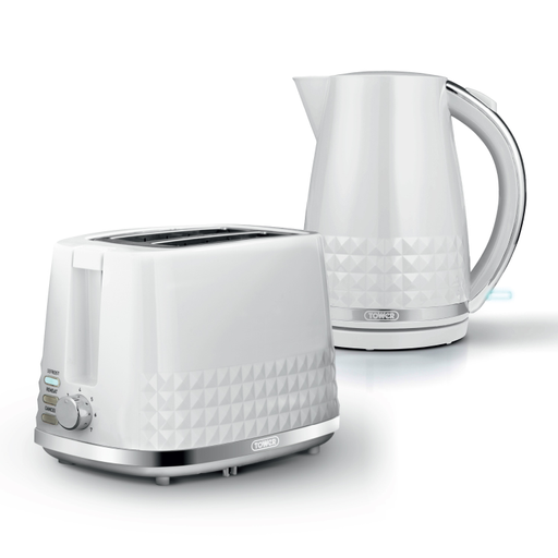 Tower Solitaire 2 Slice Toaster & Kettle Set White