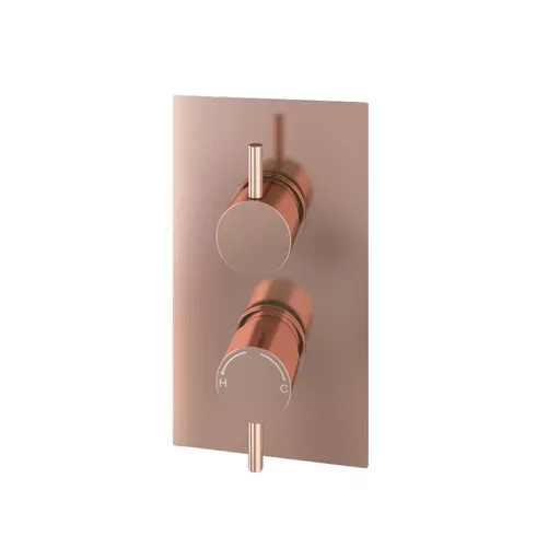 Modern Round Thermostatic Two Way Concealed Shower Valve - Brushed Bronze