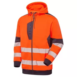 SYH-751D-System-Hi-Vis-Eco-Orange-Navy-Zip-Thru-Hoodie-Front Angle Left With Segmented Tape.png