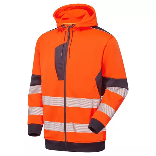 SYH-751D-System-Hi-Vis-Eco-Orange-Navy-Zip-Thru-Hoodie-Front Angle Left With Segmented Tape.png