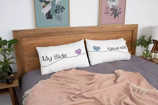 Personalised Couple Pillow Covers Gift Set – My Side Your Side Design for Romantic Bedroom Decor