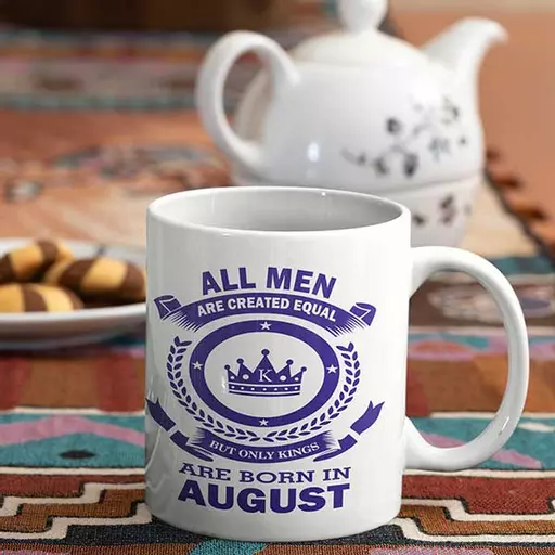 Personalised Only August Kings Birthday Mug – Custom Name & Crown Design