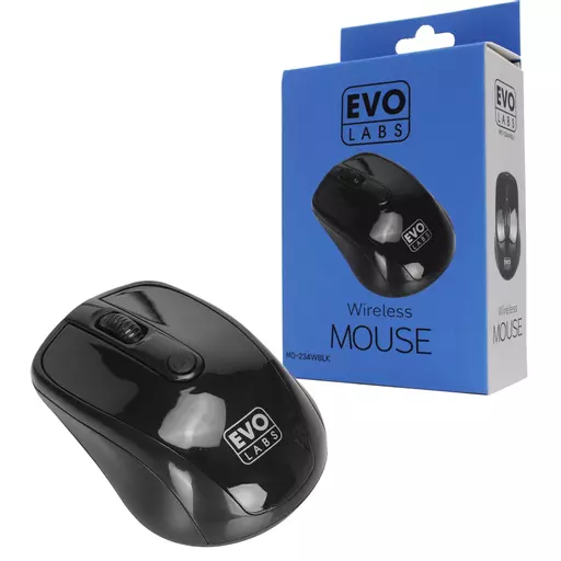 Evo Labs MO-234W BLACK mouse Ambidextrous RF Wireless + USB Type-A Optical 800 DPI