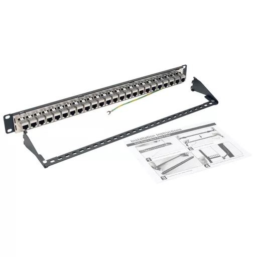 Tripp Lite N254-024-SH-6A 24-Port 1U Rack-Mount STP Shielded Cat6a Feedthrough Patch Panel, RJ45 Ethernet, TAA