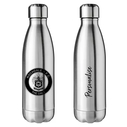 Rochdale AFC Crest Silver Insulated Water Bottle