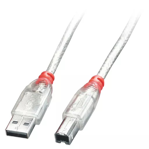 Lindy 0.2m USB 2.0 Cable - Type A to B, Transparent