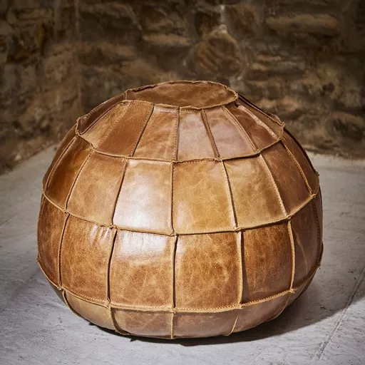 Leather Pumpkin Pouffe
