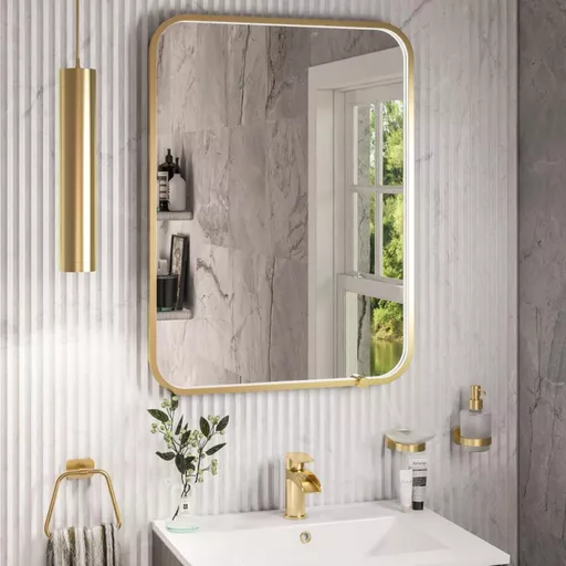 Sanremo 600x800mm Square LED Bathroom Mirror - Brushed Brass