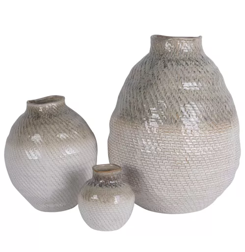 Ceramic Basket Weave Vase, Mini