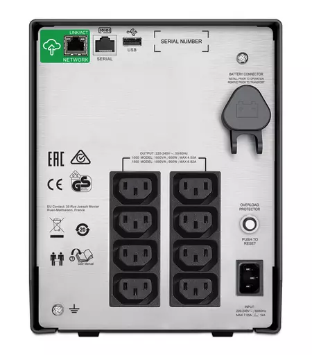 APC SMC1500IC uninterruptible power supply (UPS) Line-Interactive 1.5 kVA 900 W 8 AC outlet(s)