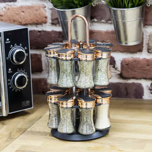 Rose Gold Rotating Spice Rack 16 Jars Rose Gold Collection