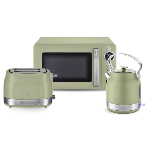 Swan Retro Traditional Kettle, 2 Slice Toaster & 20L Microwave Bundle
