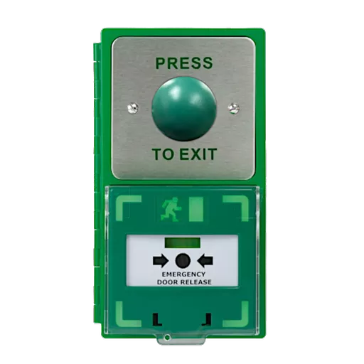 ICS Dual Unit MCP110 Call Point With Green Dome Exit Button