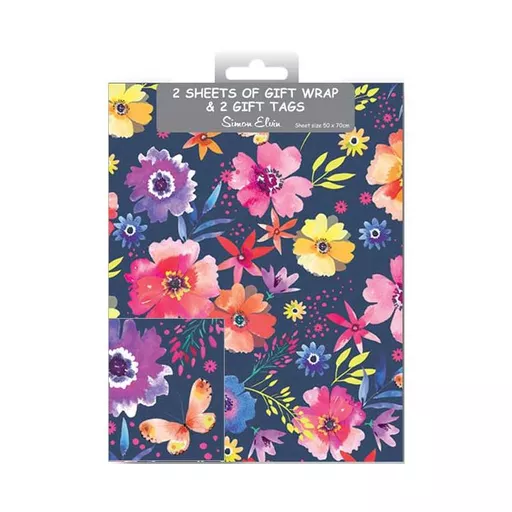 12pk Folded Wrap & Tags Floral