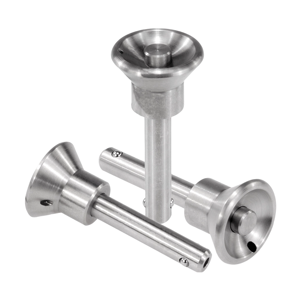 K0364 Inch - Ball Lock Pins With Stainless Steel Mushroom Grip