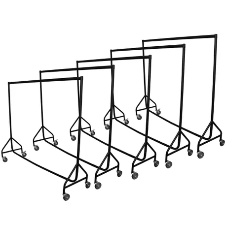 10 Pack Bundle - 6ft Black Reinforced Heavy Duty Clothing Rail with 100mm Castors