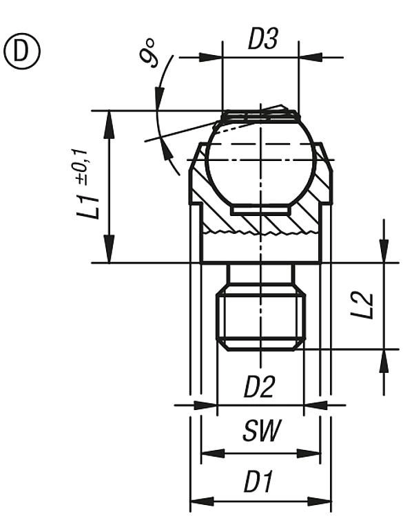 Self-Sligning Pad. Form D. M8 Thread. 13mm Diameter. Carbon Steel.
