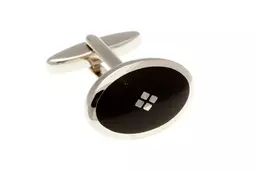 Oval Diamond Black Cufflinks