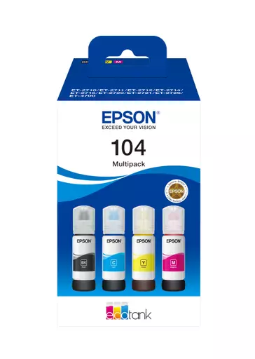 Epson C13T00P640/104 Ink bottle multi pack Bk,C,M,Y 65ml 1x4500pg + 3x7500pg Pack=4 for Epson ET-2710