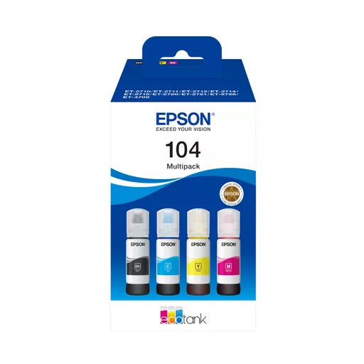 Epson C13T00P640/104 Ink bottle multi pack Bk,C,M,Y 65ml 1x4500pg + 3x7500pg Pack=4 for Epson ET-2710