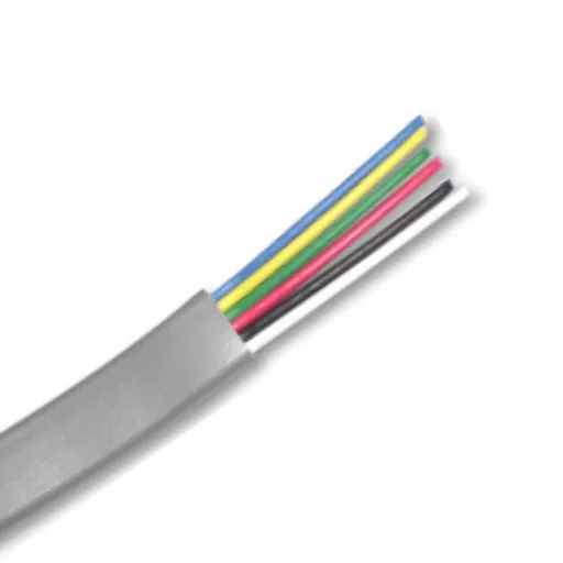 8 Way Flat Telephone Cable,PVC, Chrome Grey, 500M