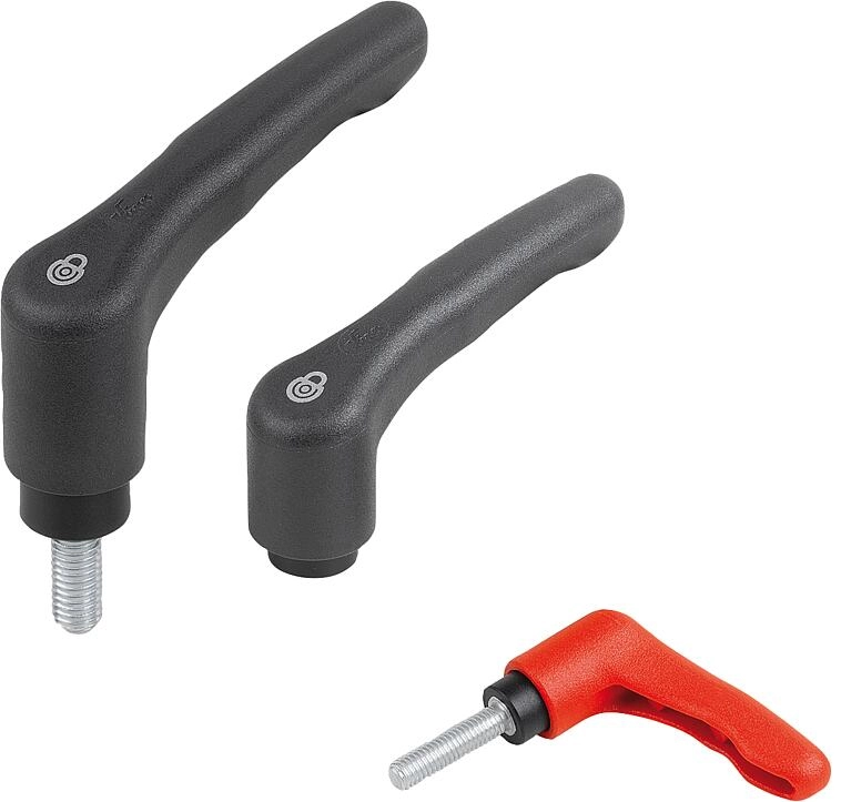 K1553 - Safety Lock Clamp Levers With Thermoplastic Handle And Steel Thread M4-M10