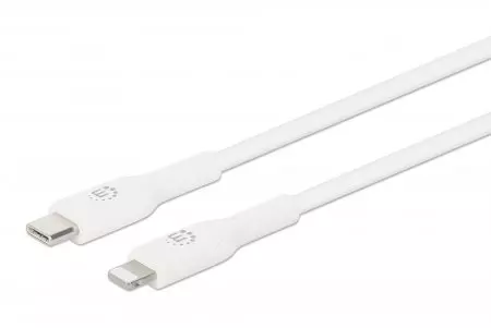 Manhattan USB-C to Lightning Cable, Charge & Sync, 0.5m, White, For Apple iPhone/iPad/iPod, Male to Male, MFi Certified (Apple approval program), 480 Mbps (USB 2.0), Hi-Speed USB, Lifetime Warranty, Box